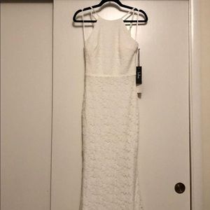 White lace floor length dress